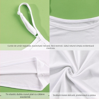 Vestă de vară cu curea de umăr reglabilă, din modal, pentru femei, stil coreean, slim fit, de dimensiuni mari, camisol, cu bază interioară, all-match