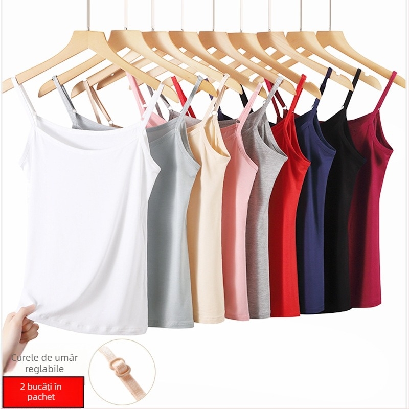 Vestă de vară cu curea de umăr reglabilă, din modal, pentru femei, stil coreean, slim fit, de dimensiuni mari, camisol, cu bază interioară, all-match