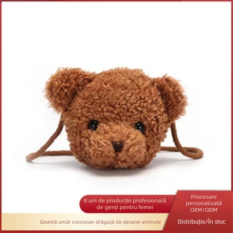 Geantă pentru copii, geantă de urs, portofel pentru monede, nou, geantă crossbody cu animale de catifea Teddy, pentru femei, stil K, drăguț, cu desene animate, geantă crossbody