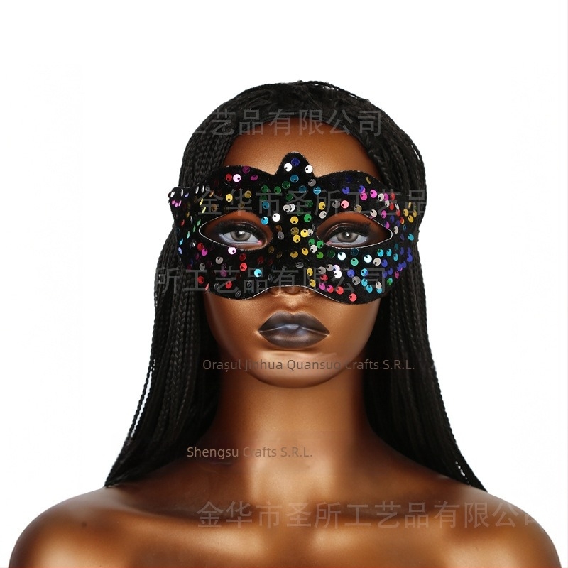 Mască transfrontalieră de Halloween pentru fete și pisici, mască panteră neagră, mască pisică neagră, mască pisică din dantelă, mască pisică cu paiete