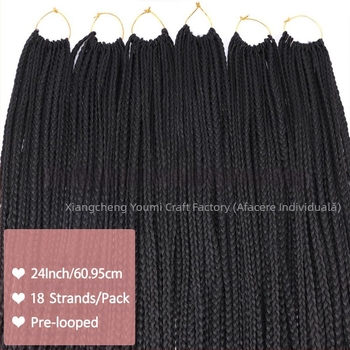 Perucă Xuchang pentru femei, păr croșetat, împletituri cu trei fire, împletituri de cutie, păr croșetat sintetic