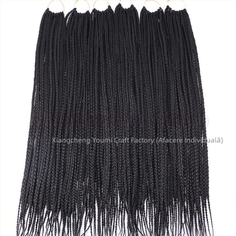 Perucă Xuchang pentru femei, păr croșetat, împletituri cu trei fire, împletituri de cutie, păr croșetat sintetic