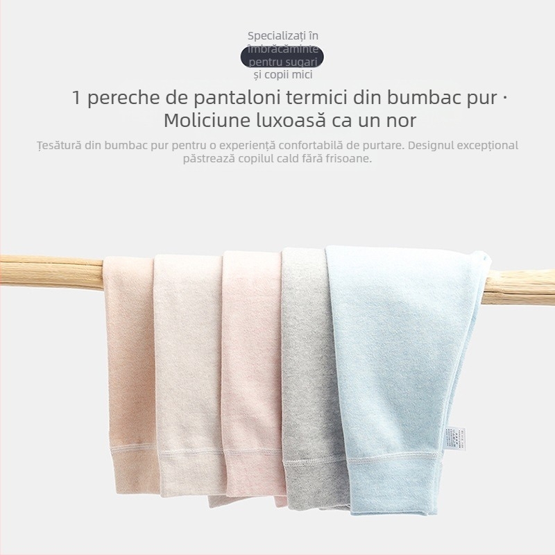 Pantaloni de fleece unici pentru bebeluși, pantaloni de toamnă și iarnă pentru băieți și fete, pantaloni slim-fit din bumbac pur pentru bebeluși, colanți caldi pentru copii