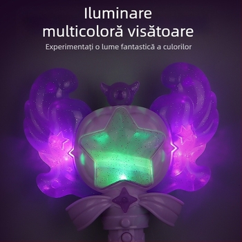 Baghetă magică transfrontalieră nouă, mică prințesă de gheață, sunet magic și inducție luminoasă, zână, fată, stick luminos, jucărie pentru copii, transformare