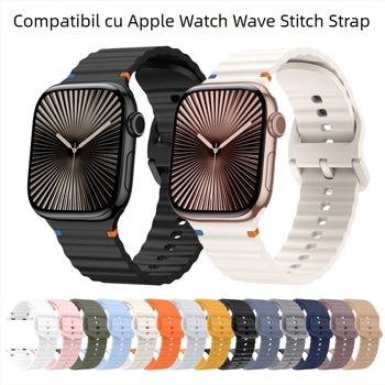 Curea din silicon pentru Apple Watch, curea ondulată pentru modelul iWatch 10/9/8