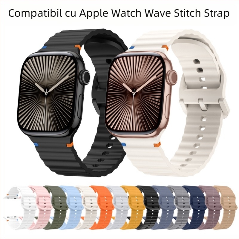 Curea din silicon pentru Apple Watch, curea ondulată pentru modelul iWatch 10/9/8