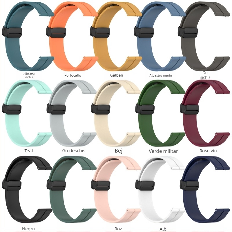 Curea din silicon cu cataramă magnetică pliabilă universală pentru ceas inteligent Huawei Samsung 20/22 mm