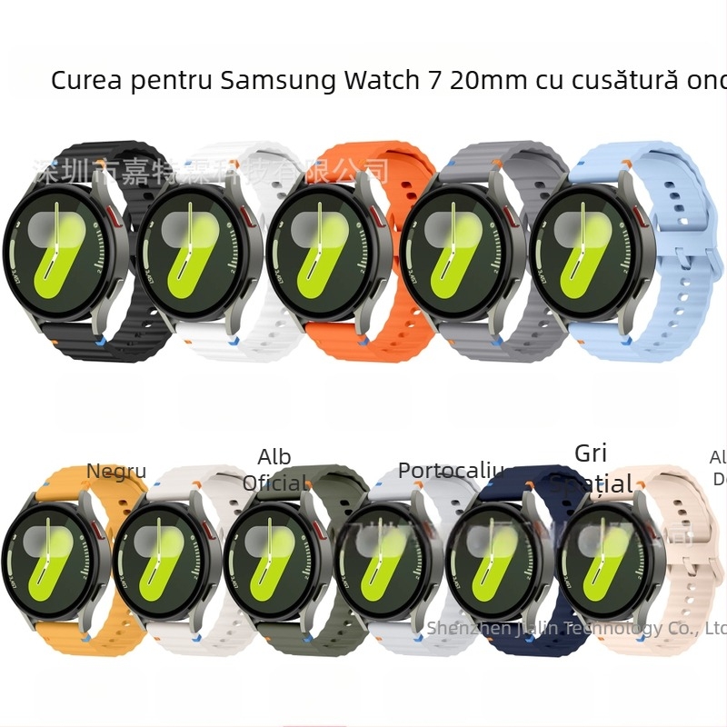 Pentru Samsung watch765 Curea de ceas din silicon cu cusături ondulate 20 mm Huawei Curea de încheietura din silicon cu cataramă colorată 22 mm