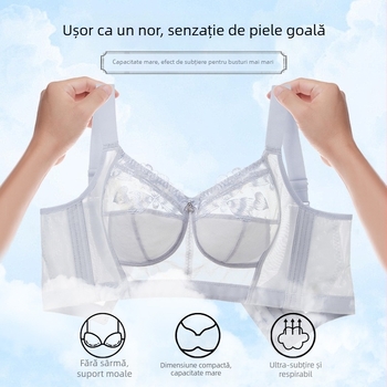 Lenjerie intimă nouă pentru femei, fără inele, adunare, ultra-subțire, dolofană, sutien cu cupă întreagă, piept mare, sutien reglabil mic