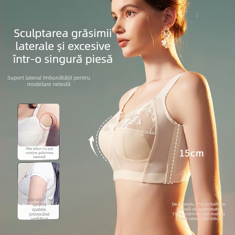 Lenjerie intimă nouă pentru femei, fără inele, adunare, ultra-subțire, dolofană, sutien cu cupă întreagă, piept mare, sutien reglabil mic