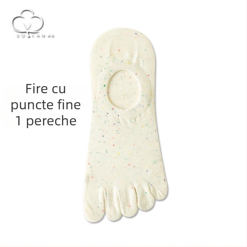 Șosete cu cinci degete din fire cu puncte, șosete subțiri de vară pentru femei, șosete invizibile cu gură superficială, stil japonez, șosete drăguțe din bumbac cu vârful picioarelor