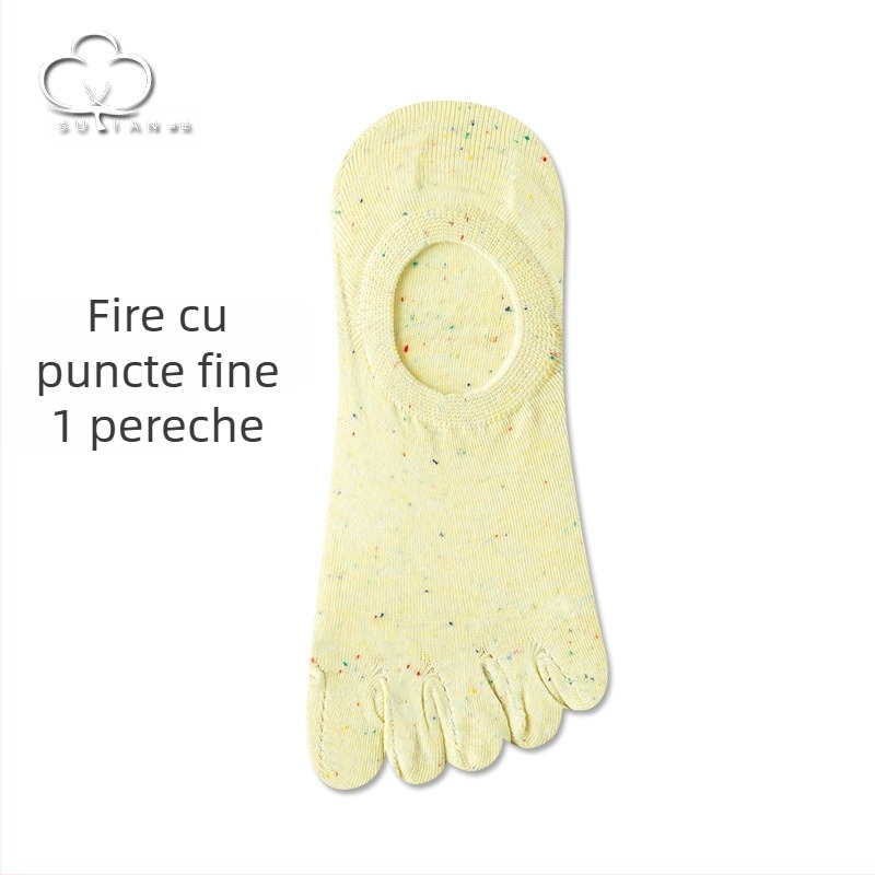 Șosete cu cinci degete din fire cu puncte, șosete subțiri de vară pentru femei, șosete invizibile cu gură superficială, stil japonez, șosete drăguțe din bumbac cu vârful picioarelor