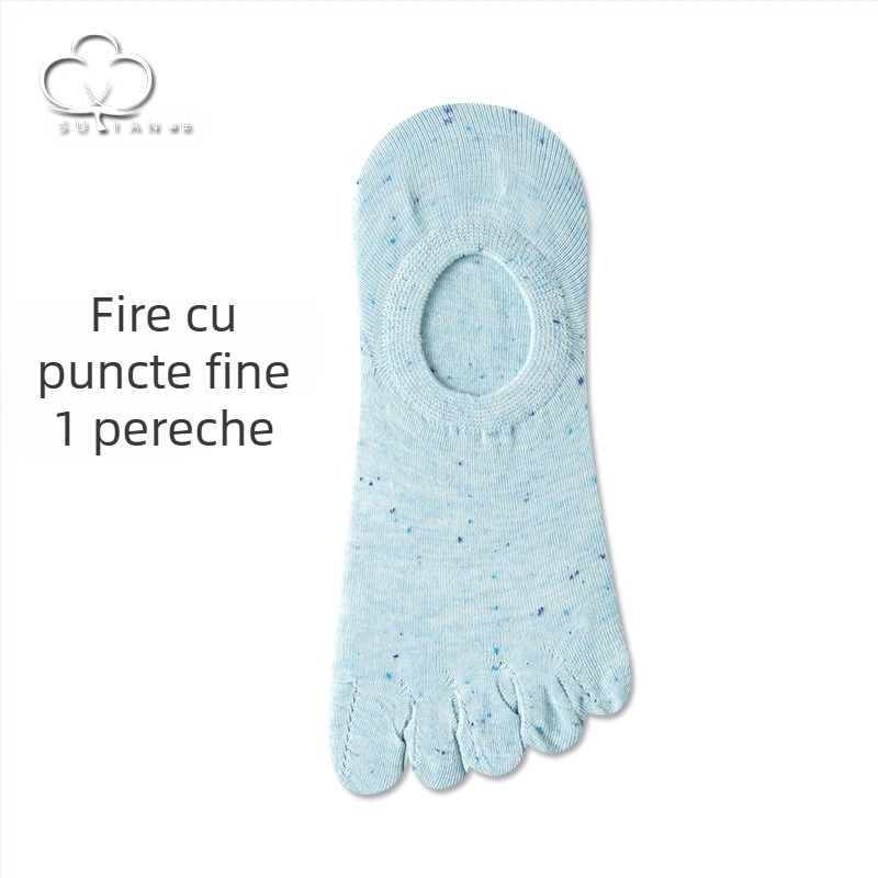 Șosete cu cinci degete din fire cu puncte, șosete subțiri de vară pentru femei, șosete invizibile cu gură superficială, stil japonez, șosete drăguțe din bumbac cu vârful picioarelor
