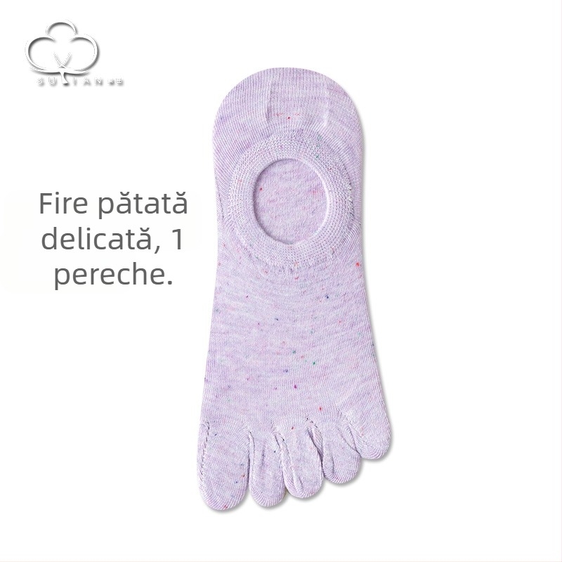 Șosete cu cinci degete din fire cu puncte, șosete subțiri de vară pentru femei, șosete invizibile cu gură superficială, stil japonez, șosete drăguțe din bumbac cu vârful picioarelor