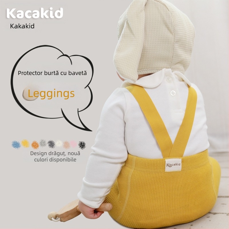 Selecție strictă de colanți pentru bebeluși de primăvară și toamnă, curea, talie înaltă, protecție pentru burtă, curea, pantaloni de culoare solidă, colanți pentru gropi