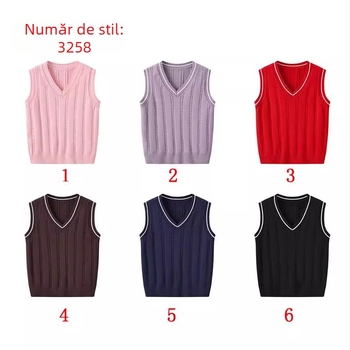 Tricotaje noi cu decolteu în V pentru bărbați și femei, copii de vârstă mijlocie și mai mari, tricotaje fără mâneci cu model de cânepă la modă Preppy, en-gros