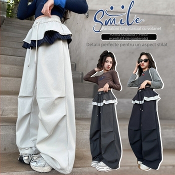 Pantaloni largi cargo pentru băieți, primăvară și toamnă, 2025, pantaloni în carouri, stil toamnă, pentru copii mai mari și fete, îmbrăcăminte pentru copii Zhuzhou Zhili