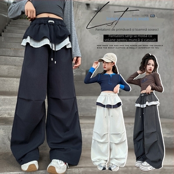 Pantaloni largi cargo pentru băieți, primăvară și toamnă, 2025, pantaloni în carouri, stil toamnă, pentru copii mai mari și fete, îmbrăcăminte pentru copii Zhuzhou Zhili