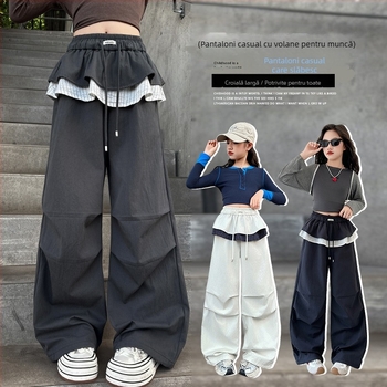 Pantaloni largi cargo pentru băieți, primăvară și toamnă, 2025, pantaloni în carouri, stil toamnă, pentru copii mai mari și fete, îmbrăcăminte pentru copii Zhuzhou Zhili