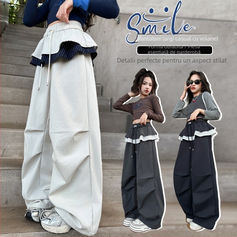 Pantaloni largi cargo pentru băieți, primăvară și toamnă, 2025, pantaloni în carouri, stil toamnă, pentru copii mai mari și fete, îmbrăcăminte pentru copii Zhuzhou Zhili