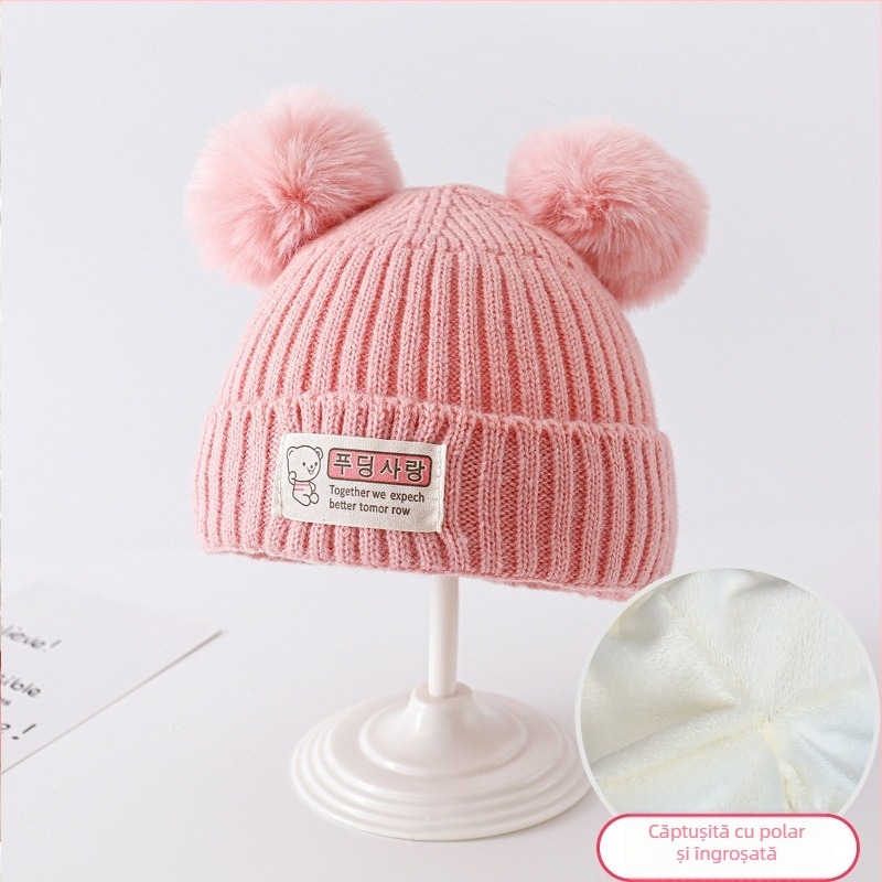 O generație de pălării pentru bebeluși toamna și iarna pentru bărbați și femei, coreene, din lână caldă pentru bebeluși, protecție pentru urechi, tricotate, pălărie pentru nou-născuți