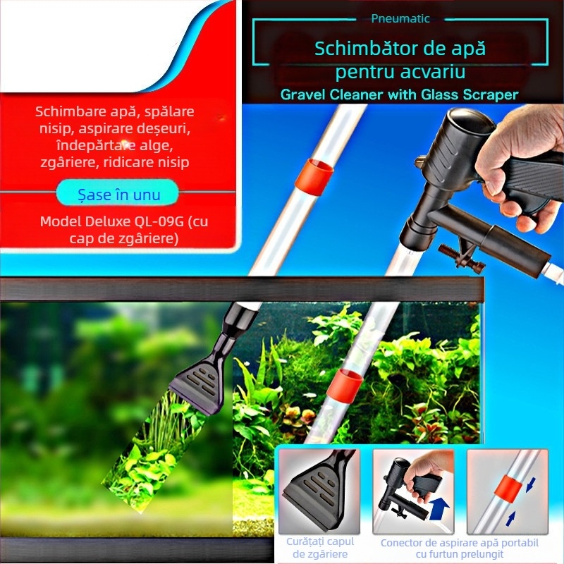 Pneumatic Bonsai Fish Tank Changer Water Changer Toaletă Dispozitiv de aspirare Manuală Nisip Apă Spălător Decontaminare Instrument de aspirare Drainer