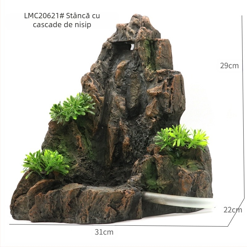 Peisaj creativ pentru acvarii mari, nisipuri mișcătoare, cascadă, imitație de piatră naturală, peisaj dinamic natural