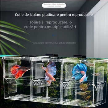 Cutie de izolare pentru incubație și acvariu, cutie transparentă pentru reproducere cu placă de pompare, cutie pentru eclozarea acvariului, cutie pentru pești Betta, cutie pentru mamă cu cârlig