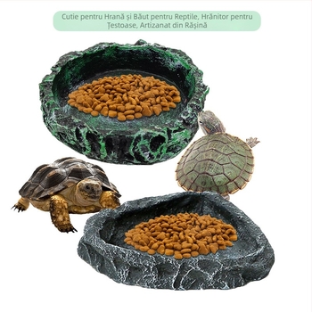 Cutie pentru reptile, bazin pentru hrană, bazin de băut, farfurie pentru broaște țestoase, șopârlă, șarpe și alte hrănitoare pentru reptile, meșteșuguri din rășină