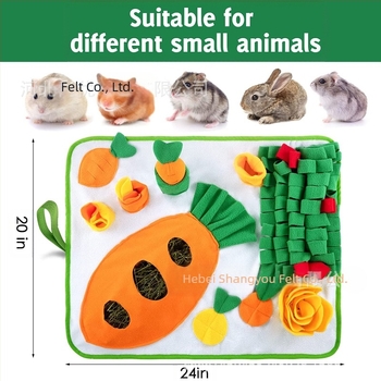 Covoraș transfrontalier nou pentru hrănirea animalelor mici, covoraș pentru hrănirea iepurilor cu sac de fân, covoraș pentru miros de jucării de morcovi