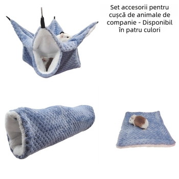 Hamac cu două straturi pentru pui de miere, nurcă, cu tunel ascuns, pentru animale de companie mici, covoraș pentru hamster, cuib de canal