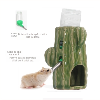 Sticlă de apă cactus, hamster, adăpător, ceainic, suport ceramic vertical, urs auriu, porc olandez, reglabil, peisagistică, consumabile