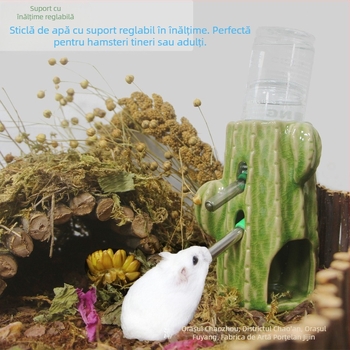 Sticlă de apă cactus, hamster, adăpător, ceainic, suport ceramic vertical, urs auriu, porc olandez, reglabil, peisagistică, consumabile