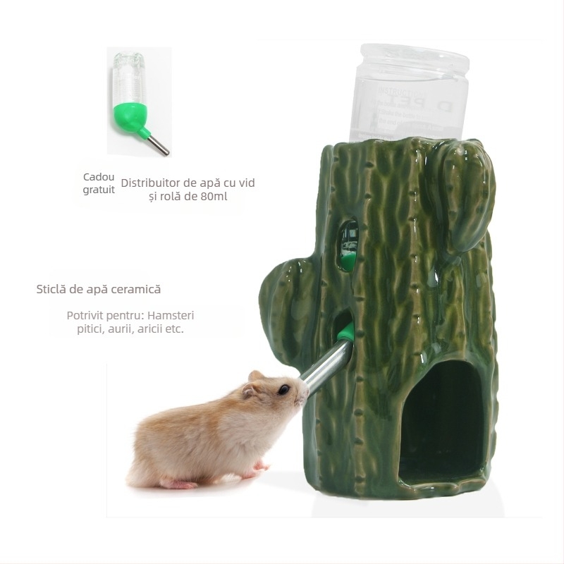 Sticlă de apă cactus, hamster, adăpător, ceainic, suport ceramic vertical, urs auriu, porc olandez, reglabil, peisagistică, consumabile