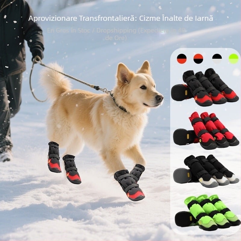 Pantofi de iarnă pentru câini, impermeabili, antiderapanți, rezistenți la uzură, cu talpă înaltă, pentru animale de companie, pantofi de câine, vânzări directe din fabrică