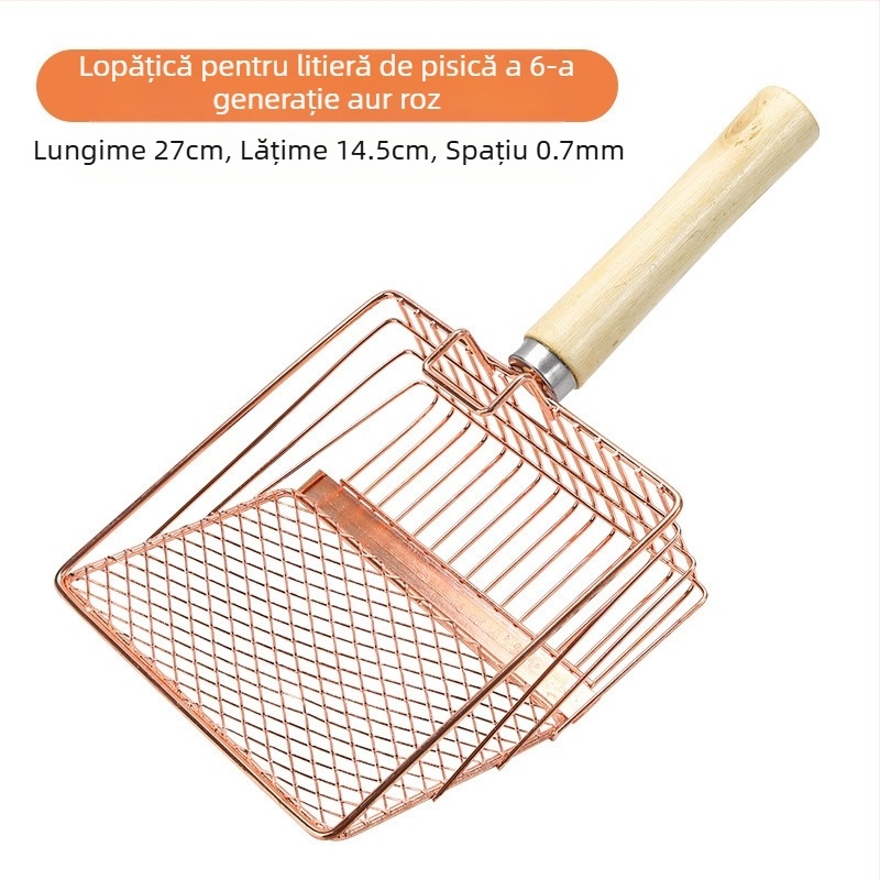 Lopată metalică pentru așternut pentru pisici de 6 generații, mâner lung, lopată metalică pentru așternut pentru pisici, oțel inoxidabil, lopată mare pentru pisici, excremente, instrument oficial de curățare, vânzări directe din fabrică