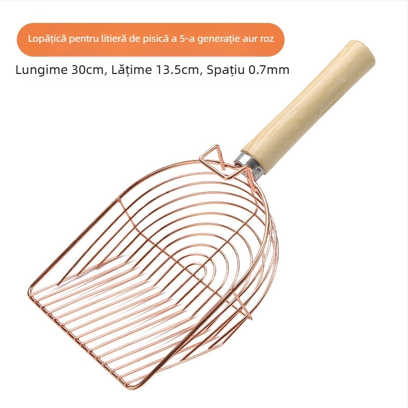 Lopată metalică pentru așternut pentru pisici de 6 generații, mâner lung, lopată metalică pentru așternut pentru pisici, oțel inoxidabil, lopată mare pentru pisici, excremente, instrument oficial de curățare, vânzări directe din fabrică