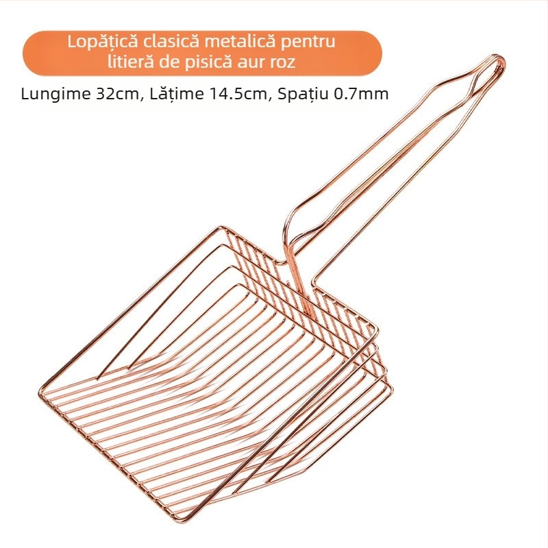 Lopată metalică pentru așternut pentru pisici de 6 generații, mâner lung, lopată metalică pentru așternut pentru pisici, oțel inoxidabil, lopată mare pentru pisici, excremente, instrument oficial de curățare, vânzări directe din fabrică