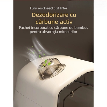 Litiera pentru pisici, complet închisă, anti-miros, dezodorizantă, extra mare, pentru toaletă, rezistentă la stropire, extra mare