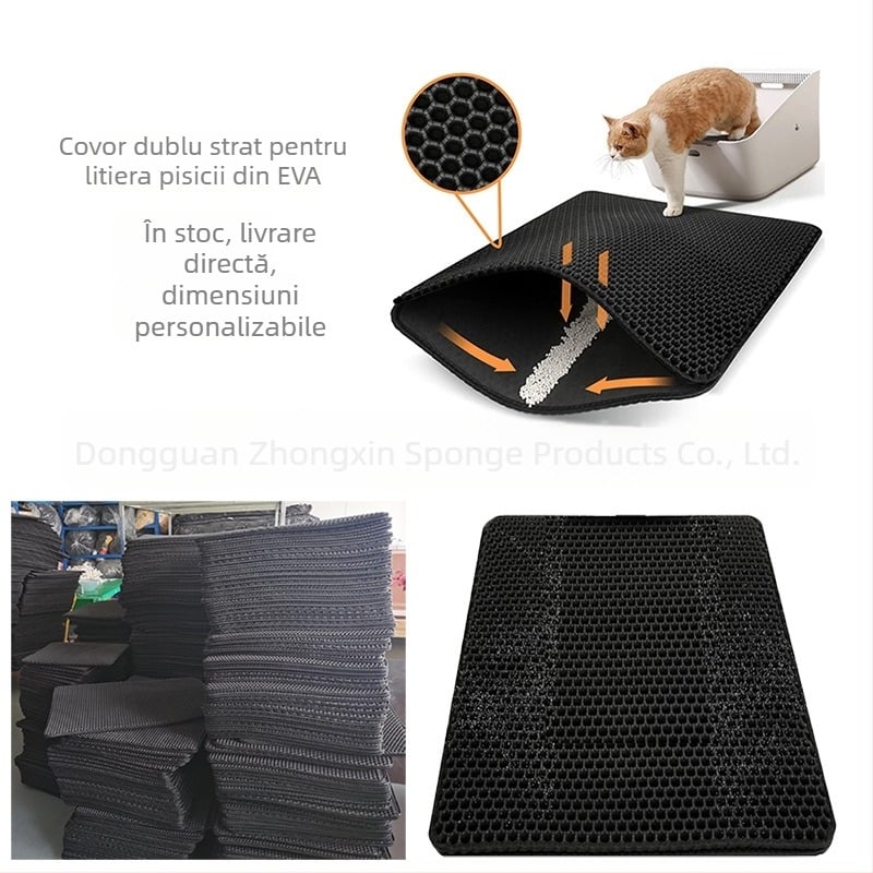 Covoraș antiderapant EVA pentru litiera pisicii, cu strat dublu anti-scoatere, covoraș EVA pentru pisici, filtru pentru litiera pisicii, placă de zgâriat pentru pisici, articole pentru animale de companie
