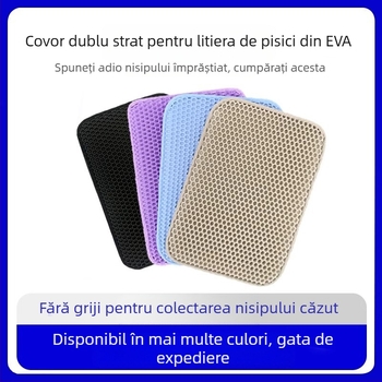 Covoraș de așternut pentru pisici cu filtru dublu, de vânzare cu amănuntul, pentru comerț exterior, anti-scoatere, litiera pentru pisici, covoraș anti-stropire cu nisip, provizii pentru pisici