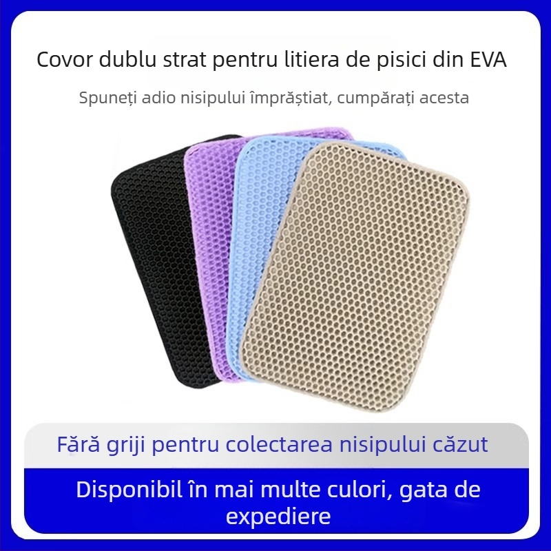 Covoraș de așternut pentru pisici cu filtru dublu, de vânzare cu amănuntul, pentru comerț exterior, anti-scoatere, litiera pentru pisici, covoraș anti-stropire cu nisip, provizii pentru pisici