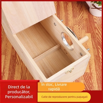 Cutie de reproducere a papagalilor din lemn masiv creativă transfrontalieră, piele de tigru, bujor, provizii pentru păsări, colivie pentru păsări, incubator din lemn