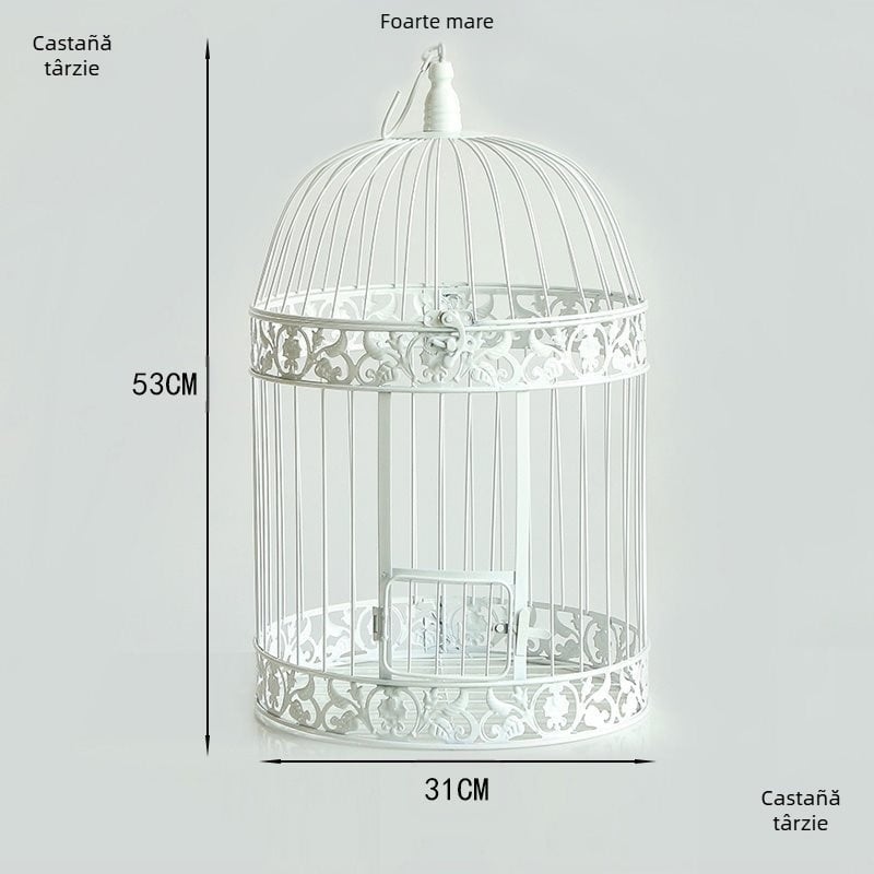 Decorațiuni din fier în stil european, colivie pentru păsări, fereastră albă, mobilier pentru fotografie, recuzită, hotel, nuntă, ornamente retro cărnoase