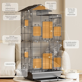 Papagal Colivie de Pasăre Mare Spațiu Sârmă Uz Casnic Ornamental Xuanfeng Bujor Double-Decker Villa Extra Mare Orizontală Sârmă Metal Colivie