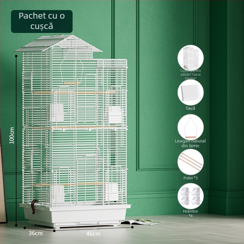 Papagal Colivie de Pasăre Mare Spațiu Sârmă Uz Casnic Ornamental Xuanfeng Bujor Double-Decker Villa Extra Mare Orizontală Sârmă Metal Colivie