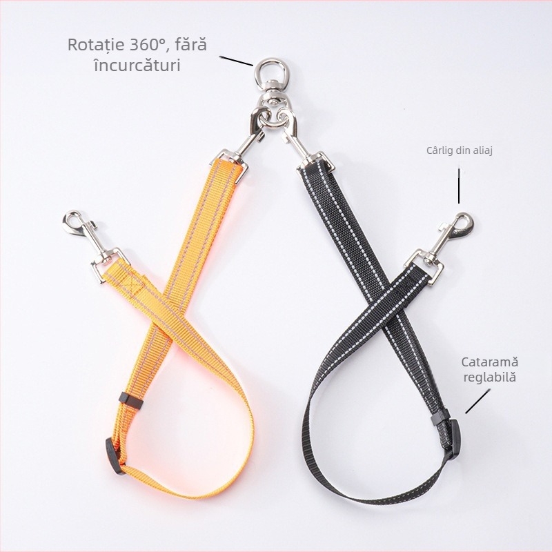Curea de frânghie multi-câine 2 în 1 detașabilă Amazon cross-border explosive, reglabilă în 2 direcții, fără încurcături