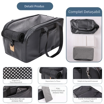 Cușcă auto pentru pisici și câini, control central, pernă pentru cuib de animale de companie, scaun universal pentru animale de companie, cușcă portabilă pentru câini, geantă auto