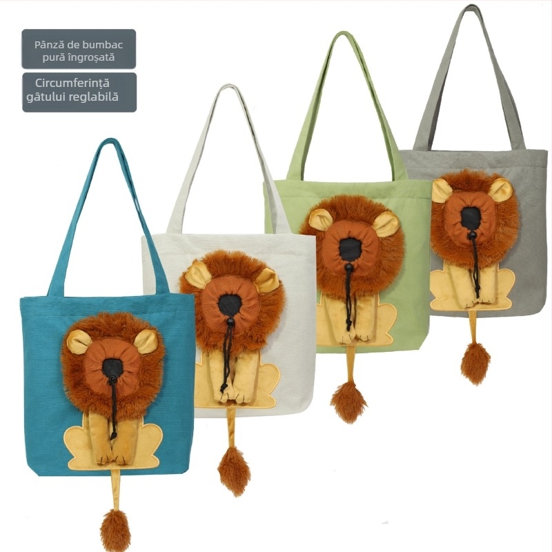 Geantă mică de pânză pentru animale de companie, pentru pisici și câini, geantă pentru animale de companie care poate dezvălui geanta de umăr în formă de leu mic, în stoc