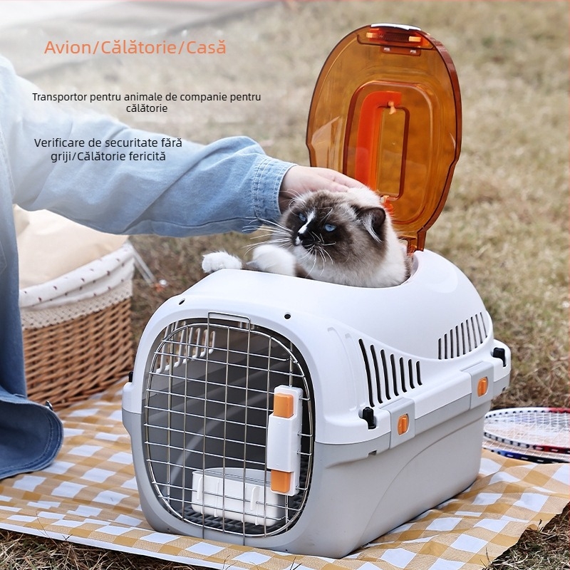 Cutie de aer pentru animale de companie, cutie de aer portabilă pentru pisici, cu luminator, cutie de expediere a aeronavelor pentru câini, en-gros